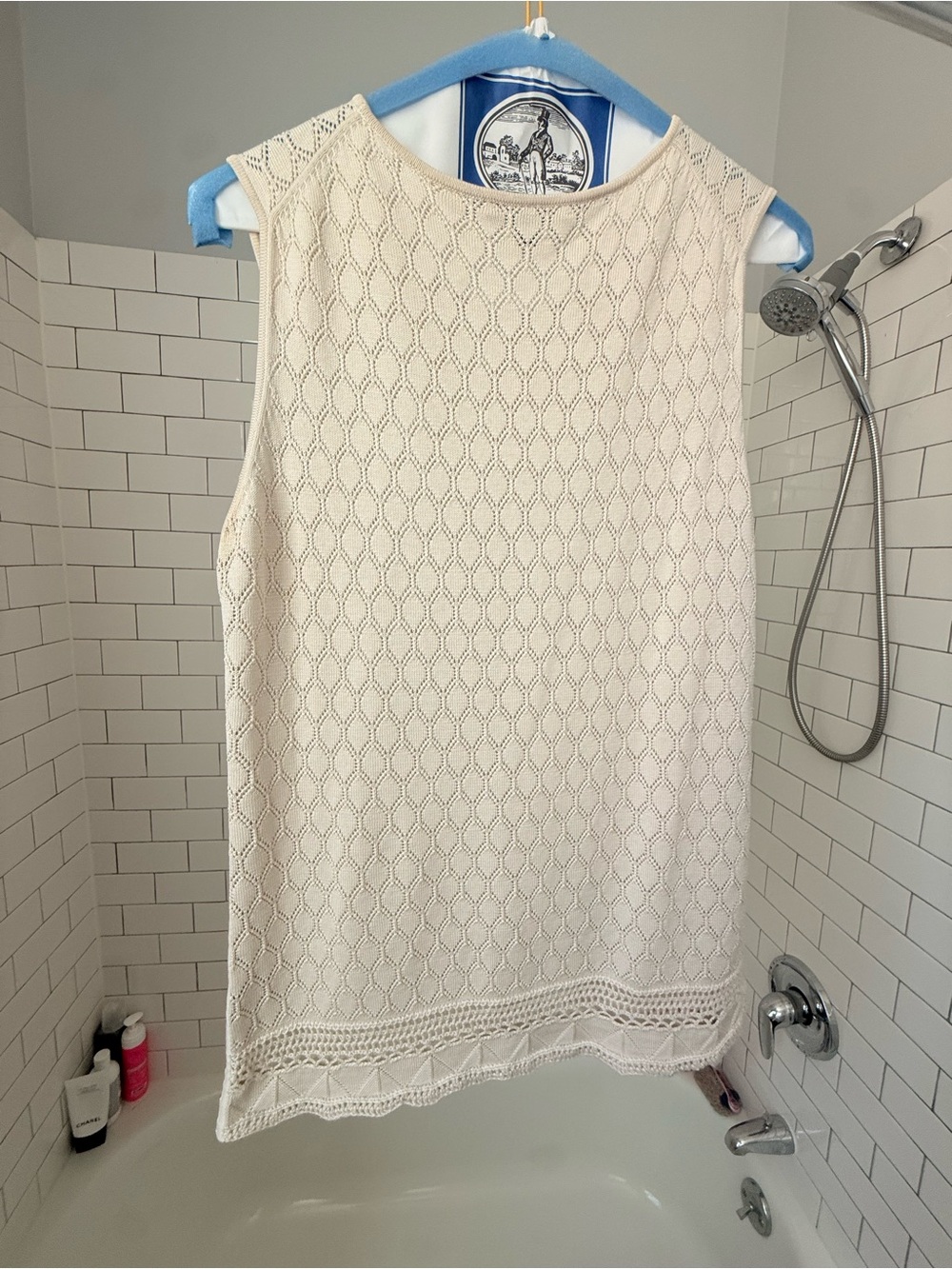 Brooks Brothers Cream Crochet Knit Sleeveless Top